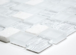 Muestras de mano mosaico azulejo translúcido blanco rectángulo vidrio mosaico cristal piedra blanco MOS82-0111_m