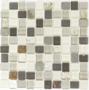 Piedra natural mosaico rústico azulejo de vidrio mosaico de cuarzo beige crema antracita vidrio esmerilado cocina splashback baño pared WC - MOS82-0102