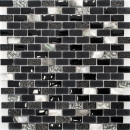 Barras de mosaico compuesto de piedra natural azulejo de mosaico negro de plata de ladrillo de vidrio de mosaico de concha de vidrio esmerilado backsplash azulejo de la cocina cuarto de baño - MOS87-B03S