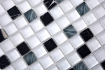 Muestra de mano mosaico azulejo translúcido blanco gris cristal mosaico piedra super blanco mate negro MOS92-0103_m