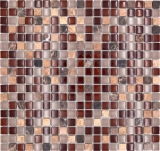 Mosaico de vidrio de piedra natural mosaico de azulejos de color marrón oscuro marrón claro ocre BAÑO WC cocina pared azulejos backsplash - MOS92-1304