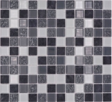 Mosaico de vidrio de piedra natural azulejos de mosaico de piedra rústica gris antracita blanco con estructura salpicaduras de cocina azulejos backsplash - MOS62-0207-GN