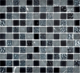 Mosaico de vidrio de piedra natural azulejos de mosaico de piedra rústica gris negro antracita grafito azulejo backsplash cocina splashback - MOS62-0302-GN