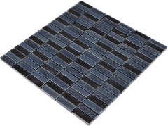 Muestra de mano mosaico azulejo translúcido gris negro varillas mosaico de vidrio cristal piedra gris negro MOS87-0302_m