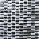 Rectangular azulejos de mosaico de vidrio varillas de mosaico mini gris negro antracita estructura de piedra natural azulejo backsplash cocina WC - MOS87-1403