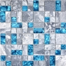 Piedra natural mosaico de vidrio mosaico de mármol azulejos gris azul antracita cocina splashback azulejo espejo WC - MOS88-0404