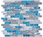 Mosaico de azulejos translúcido gris compuesto de mosaico de vidrio Crystal piedra gris azul MOS87-0404_f