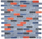 Barras de mosaico compuesto de piedra natural de vidrio mosaico de azulejos de ladrillo mirada gris negro rojo cocina salpicadero azulejo backsplash - MOS87-0429
