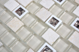 Muestra de mano mosaico azulejo plástico translúcido beige mosaico de vidrio cristal piedra beige MOS82BM-0115_m