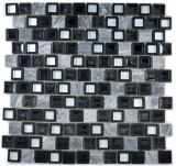 Azulejo de mosaico Translúcido de cerámica de plástico gris negro Mosaico de vidrio Piedra de cristal de cerámica gris negro MOS82BM-0119_f