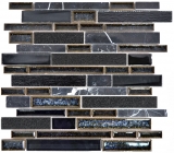 Mosaico de vidrio de piedra natural barras de mosaico de cerámica de mármol negro azul negro grafito azulejo espejo de pared WC - MOS87SO-0329