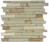 Mosaico de vidrio de piedra natural barras de mosaico de cerámica de mármol capuchino beige crema azulejo backsplash pared WC - MOS87SO-1251
