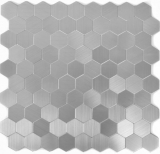 azulejo de mosaico autoadhesivo ALU plata metal hexágono azulejo backsplash cocina splashback MOS200-22MHX