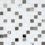 mosaico de vidrio autoadhesivo mosaico de azulejos de acero inoxidable blanco MOS200-4CM24