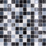 mosaico de vidrio autoadhesivo mosaico azulejo gris negro blanco limpie MOS200-4CM28