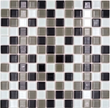 mosaico de vidrio autoadhesivo azulejo de mosaico de barro negro blanco MOS200-4CM30