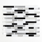 autoadhesivo mosaico stick look vinilo película blanco plata negro azulejo backsplash cocina