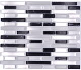 autoadhesivo mosaico stick look vinilo película blanco plata antracita azulejo backsplash cocina