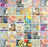 Mosaico de Cerámica Colorido Estilo Retro Mosaico Azulejos POP UP ART Diseño Salpicadero Cocina ARTE MODERNO