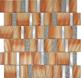 Mosaico de aluminio mosaico de vidrio ALU marrón pared azulejo espejo cocina ducha baño_f | 10 esteras de mosaico