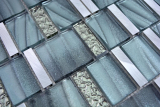 Muestra de mano aluminio mosaico vidrio mosaico ALU gris pared azulejo backsplash cocina ducha baño MOS88-0002_m