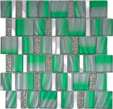 Mosaico de vidrio mosaico azulejos aluminio dilber gris verde pared azulejo backsplash cocina baño