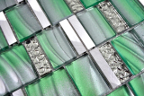 Muestra de mano aluminio mosaico vidrio mosaico ALU verde pared azulejo espejo cocina ducha baño MOS88-0005_m