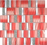 Mosaico de vidrio mosaico azulejos aluminio pastel rojo plata rosa pared azulejo espejo cocina baño