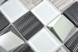 Muestra de mano transparente cristal mosaico plata pared azulejo espejo cocina ducha baño MOS88-1717_m