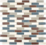 Barras de mosaico compuesto de piedra natural de vidrio de mosaico de azulejos de pared de bonos gris marrón beige azulejo backsplash cocina - MOS88-0213