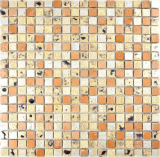Mosaico de azulejos de piedra artificial de resina de oro amarillo oro bronce naranja pared azulejos backsplash cocina baño aseo cocina splashback - MOS88-0715