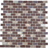 Barras de mosaico compuesto de piedra natural de vidrio estructura de ladrillo de mosaico de pared marrón oscuro revestimiento de azulejos backsplash cocina cuarto de baño aseo - MOS87-0013