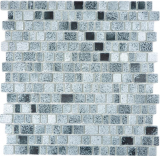 Mosaico de vidrio mosaico estera mosaico frontera PIXEL gris antracita negro pared azulejo backsplash cocina cuarto de baño