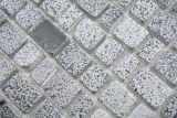 Muestra de mano transparente cristal mosaico vidrio mosaico gris negro pared azulejo backsplash cocina baño MOS85-0203_m