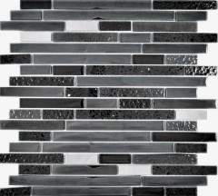Mosaico de vidrio varillas mosaico azulejos acero inoxidable Artificial grafito negro antracita plata
