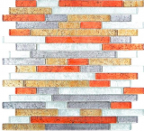 Mosaico de vidrio varillas mosaico azulejos mosaico oro plata negro naranja rojo estructura