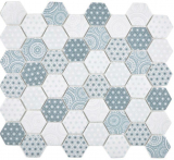 GLASS mosaico hexágono ECO azul mosaico azulejo pared azulejo backsplash cocina bathroom_f | 10 esteras de mosaico
