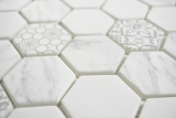 Muestra de mano GLASS mosaico hexágono ECO Carrara look mosaico azulejo pared azulejo backsplash cocina baño MOS16-0222_m