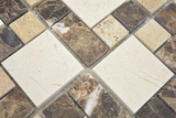 Muestra de mano mármol mosaico piedra emperador oscuro cremarfil mosaico azulejo pared azulejo backsplash cocina baño MOS88-1313_m