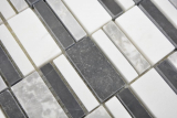 Muestra de mano de mármol mosaico piedra negro gris blanco mosaico azulejo pared azulejo backsplash cocina baño MOS88-0123_m