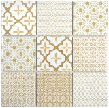 Azulejo de mosaico de cerámica pared blanco beige marrón patchwork ornamento decoración vintage azulejo de mosaico pared azulejo backsplash - MOS22B-WB12