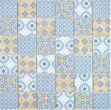 Azulejo de mosaico de cerámica retro beige amarillo azul blanco mosaico azulejo patchwork ornamento decoración vintage MOS14-1234