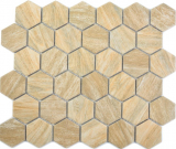 Hexagonal hexágono mosaico azulejo cerámica beige marrón mezcla madera mirada azulejo backsplash cocina backsplash baño azulejo - MOS11H-0011