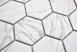 Muestra de mano cerámica mosaico hexágono carrara look blanco brillante mosaico azulejo pared azulejo backsplash cocina baño MOS11H-0001_m
