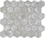 Mosaico de cerámica hexágono mármol gris brillante mosaico azulejos pared azulejos backsplash cocina cuarto de baño MOS11H-0201_f