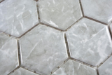 Muestra de mano cerámica mosaico hexágono mármol gris brillante mosaico azulejo pared azulejo backsplash cocina baño MOS11H-0201_m
