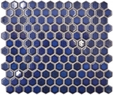 Mosaico de cerámica hexágono azul cobalto brillante mosaico azulejos pared azulejos backsplash cocina cuarto de baño MOS11H-0444_f