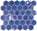 Mosaico de cerámica hexágono azul cobalto brillante mosaico azulejos pared azulejos backsplash cocina cuarto de baño MOS11H-4501_f