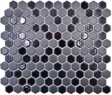 Mosaico de cerámica hexágono negro brillante R10B plato de ducha azulejos de piso azulejos de mosaico cocina cuarto de baño MOS11H-0301-R10_f