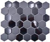 Mosaico de cerámica hexágono negro brillante R10B plato de ducha azulejos de piso azulejos de mosaico cocina cuarto de baño MOS11H-0311-R10_f